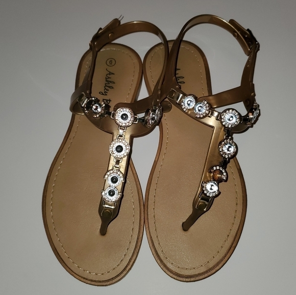 Ashley Blue women's sandals gold size 6 - Picture 2 of 5